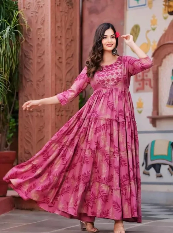 Neha Collection Women Pink Long Gown - Pink, XL