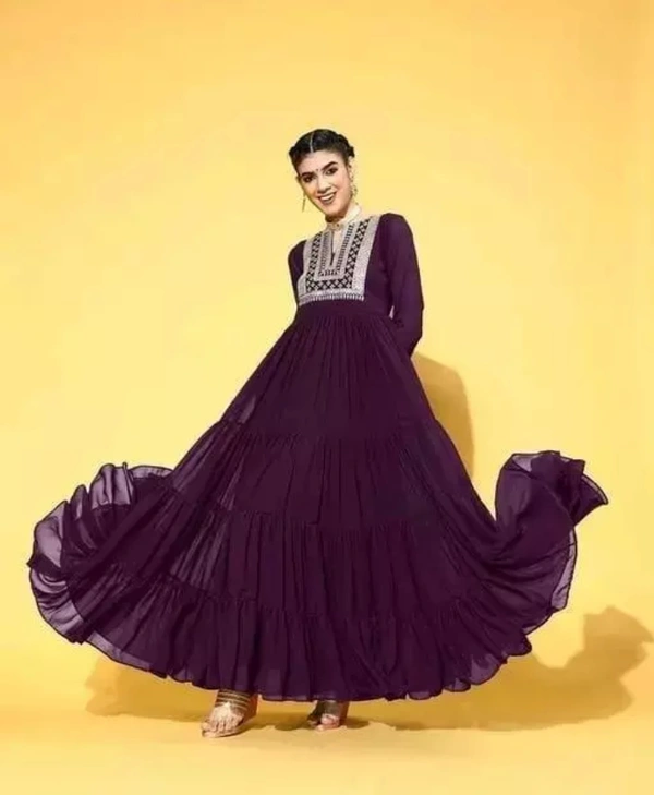 Neha Collection Women Trendy Stylish Anarkali Gown - Purple, L