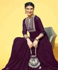Neha Collection Women Trendy Stylish Anarkali Gown - Purple, L