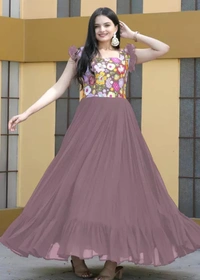 Neha Collection Women Embroidery Georgette Anarkali Gown - Light purple, XL