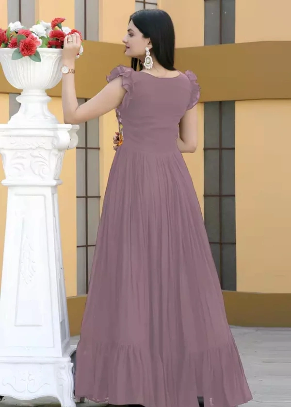 Neha Collection Women Embroidery Georgette Anarkali Gown - Light purple, XL