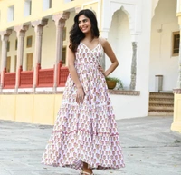 Neha Collection Women Stylish Sleeves Gown - White, XL
