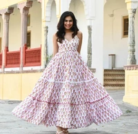 Neha Collection Women Stylish Sleeves Gown - White, XXL