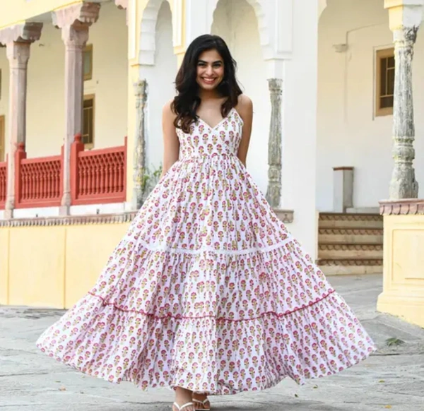 Neha Collection Women Stylish Sleeves Gown - White, XXL