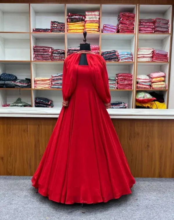 Neha Collection Women Stylish Fashionable Gown - Red, M