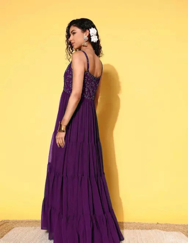 Neha Collection Women Feminine Pretty Long Gown - Purple, L