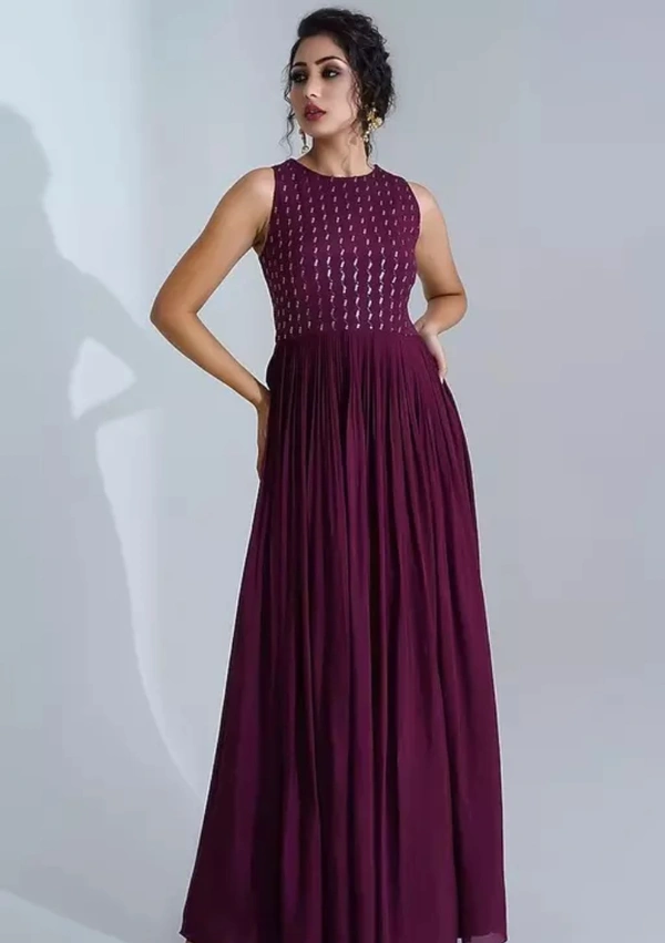 Neha Collection Women Embroidery Stylish Gown - Purple, XXL