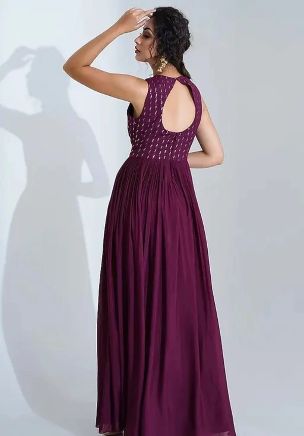 Neha Collection Women Embroidery Stylish Gown - Purple, XXL