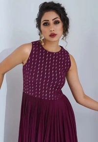 Neha Collection Women Embroidery Stylish Gown - Purple, XXL