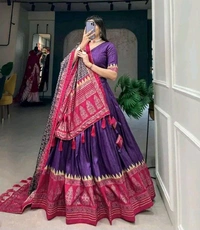Tussar Silk With Patola Print And Foil Work Lehenga Choli