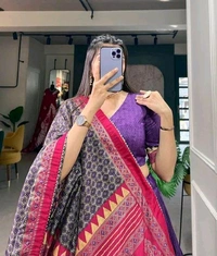 Tussar Silk With Patola Print And Foil Work Lehenga Choli