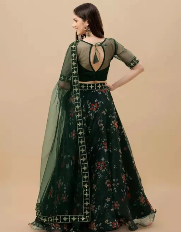 Neha Collection Women Abhisarika Fabulous Lehenga - Green, Semi Stitched