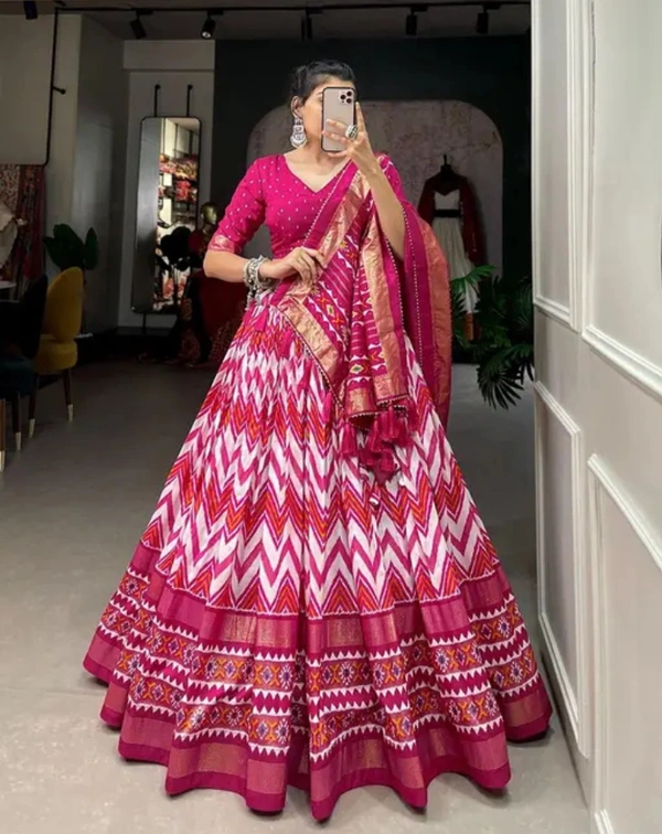 Neha Collection Women's Dola Silk Lehenga - Pink, Free Size