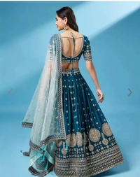 Neha Collection Women's Stylish Designer Lehenga Choli  With Dupatta - Teal, Free Size