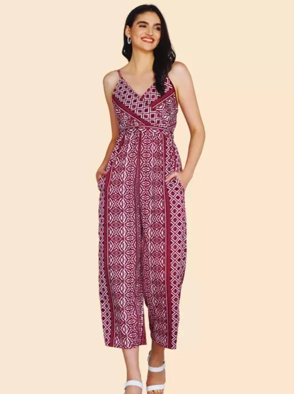 Neha Collection Fancy Designer Jumpsuit For Women - Red, XL