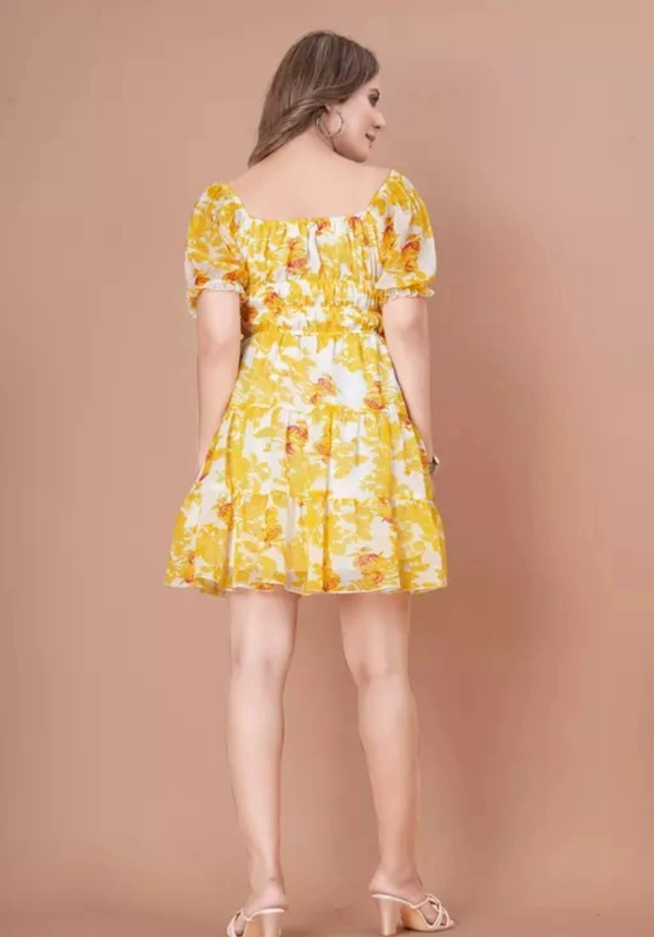 Neha Collection Women Fancy Short Dresses - Yellow, L