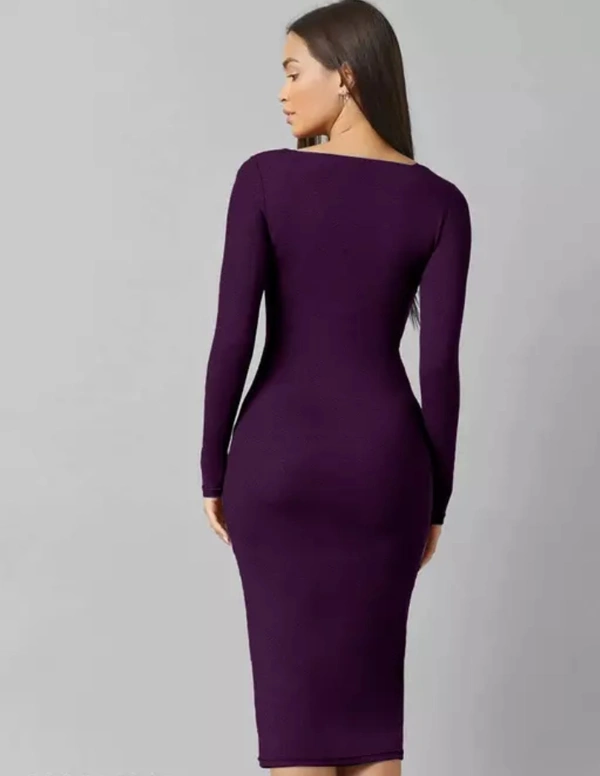 Neha Collection Women Western Midi Wine Dress - Dark Purple, L