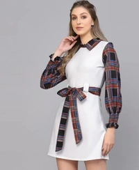 Neha Collection Selvia Lycra Printed Women Dress - White, XL