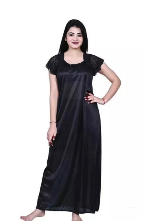 Neha Collection Women's Trendy Black Nighty - Black, Free Size