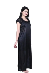 Neha Collection Women's Trendy Black Nighty - Black, Free Size