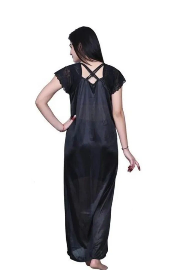 Neha Collection Women's Trendy Black Nighty - Black, Free Size