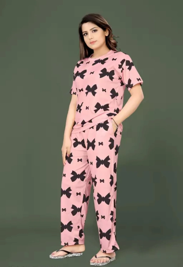 Neha Collection Women Top, Shorts & Pyjama Set Nightsuit - Pink, M