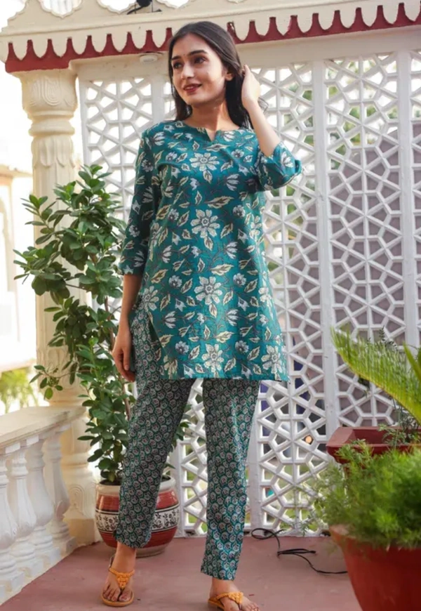 Neha Collection Presents Latest Designer Printed Nightsuit For Women - Teal, M
