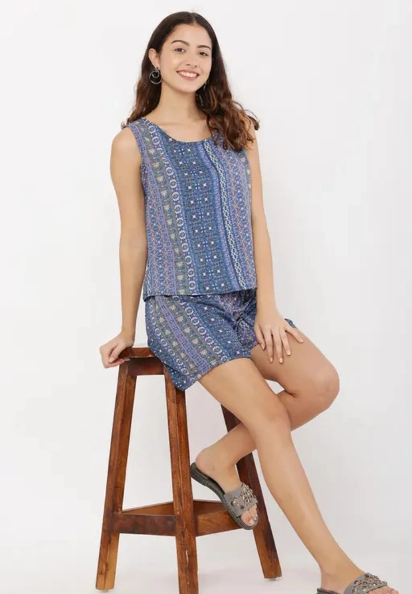Neha Collection Trendy Short Nightsuit For Womens - Blue, XXXL