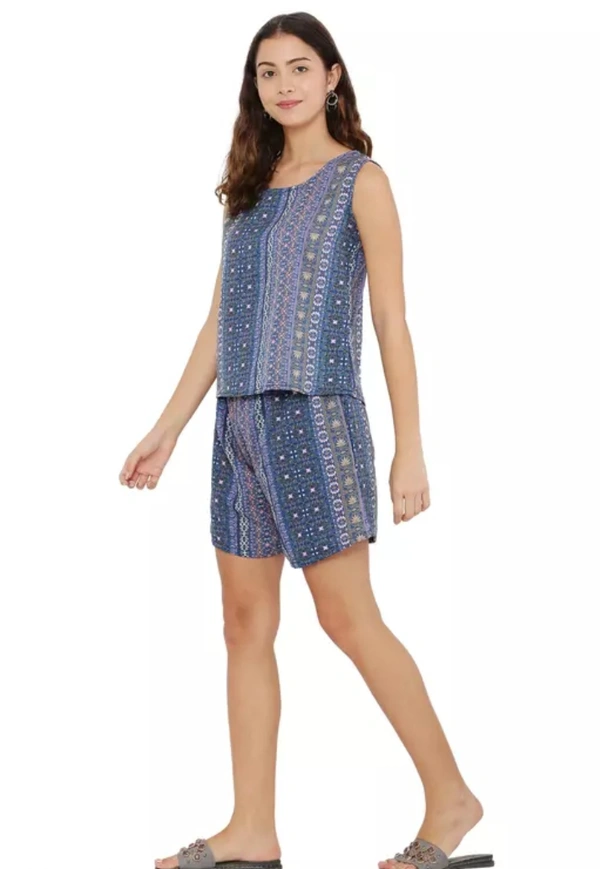Neha Collection Trendy Short Nightsuit For Womens - Blue, XXXL