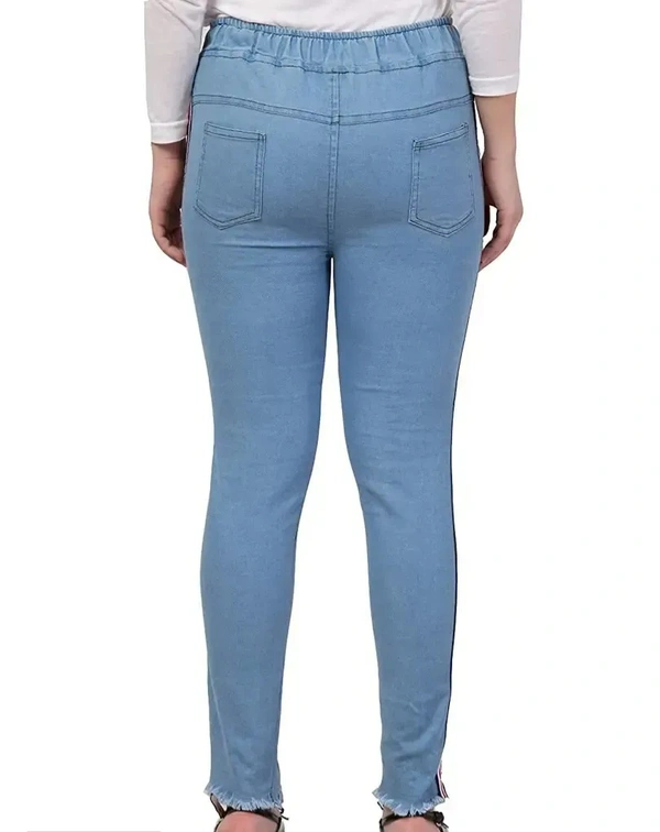 Neha Collection  Side Striped Light Blue Jogger Jeans for Women - 42