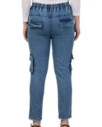 Neha Collection  Cargo Jogger Jeans for Women - Eastern Blue, 38