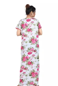 Neha Collection Women's Printed Nightdress Nighty - White, XL
