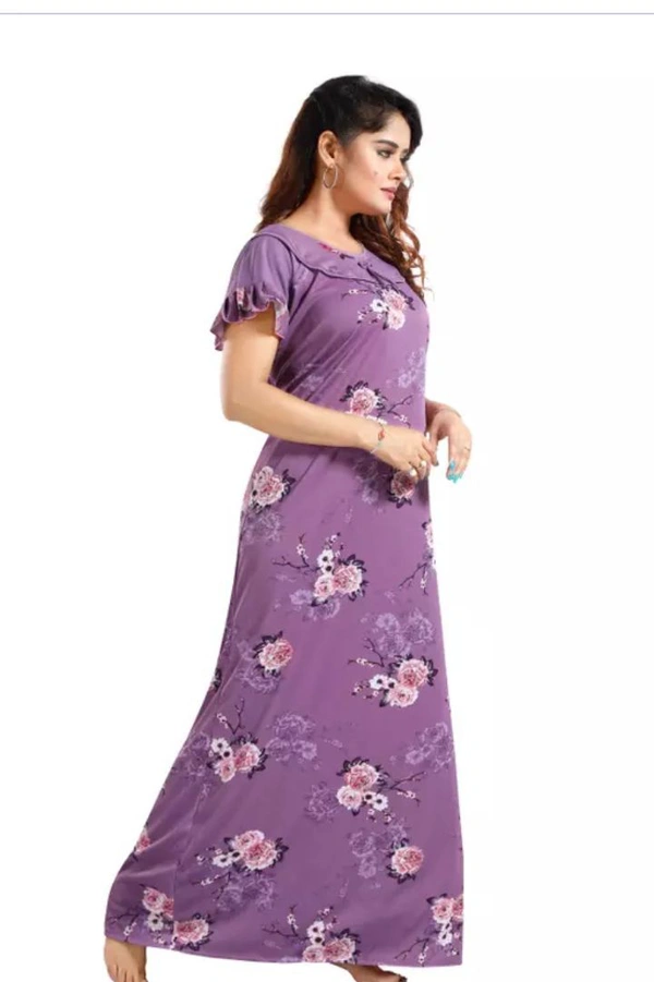 Neha Collection Woman's Printed Nighty - Fuchsia Pink, Free Size