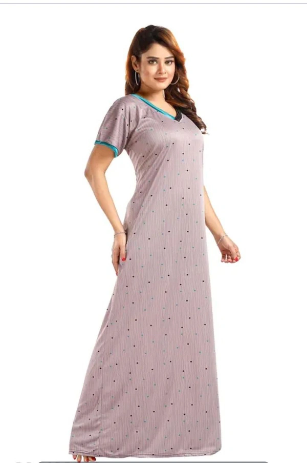 Neha Collection Trending Printed Woman's Nighty - Amethyst Smoke, XL