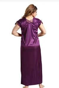 Neha Collection Satin Nighty Set Nightdress For Woman's - Purple, XXL