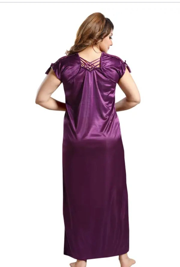 Neha Collection Satin Nighty Set Nightdress For Woman's - Purple, XXL