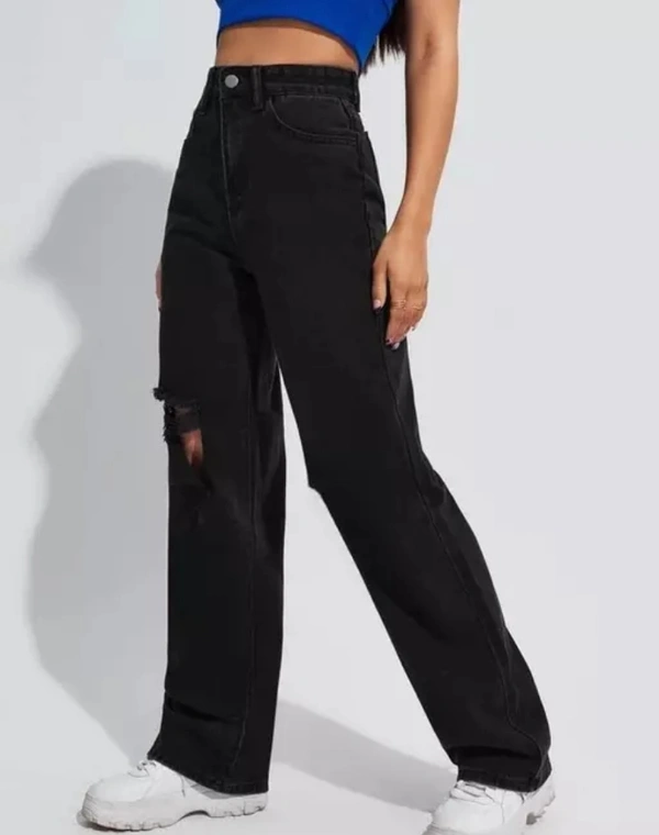 Neha Collection Women Jeans Wide Leg High Waist Pants - Black, 30