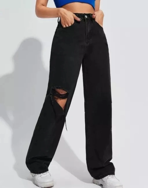 Neha Collection Women Jeans Wide Leg High Waist Pants - Black, 30