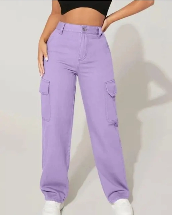 Neha Collection Women's Side Pocket High Waist Wide Leg - Purple, 30