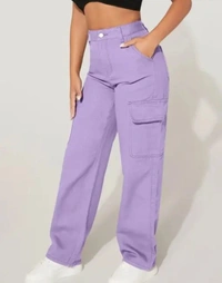 Neha Collection Women's Side Pocket High Waist Wide Leg - Purple, 30
