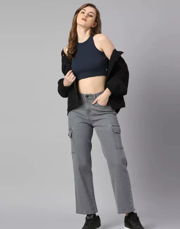 Neha Collection Women's High Riss Stretchable Fit Jeans - Gray, 28