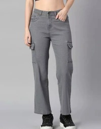 Neha Collection Women's High Riss Stretchable Fit Jeans - Gray, 28