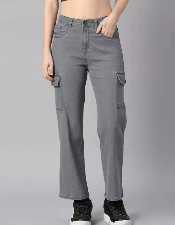 Neha Collection Women's High Riss Stretchable Fit Jeans - Gray, 28