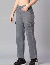 Neha Collection Women's High Riss Stretchable Fit Jeans - Gray, 28