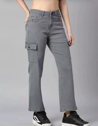 Neha Collection Women's High Riss Stretchable Fit Jeans - Gray, 28