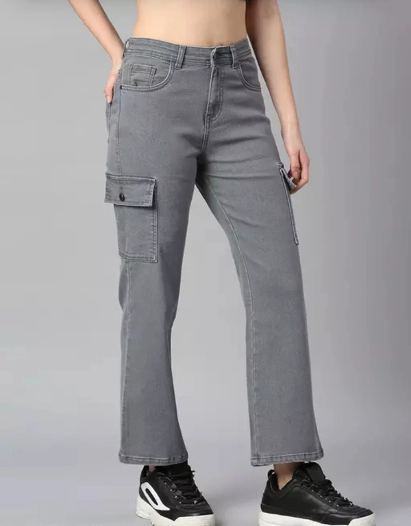 Neha Collection Women's High Riss Stretchable Fit Jeans - Gray, 28