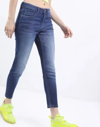 Neha Collection Women's Skinny Fit Mid Rise Stretchable Jeans - Navy Blue, 26