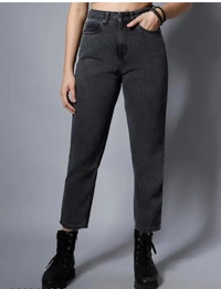 Neha Collection Women's High Rise Slash Knee Jeans - Black, 32