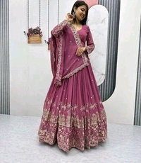 Neha Collection Elegant Mauve Embroidered Lehenga Set - Free Size