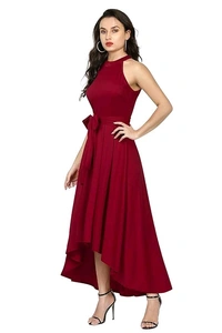QUEEN ELLIE Women's Western High Low Knee Long One Piece Dress - L